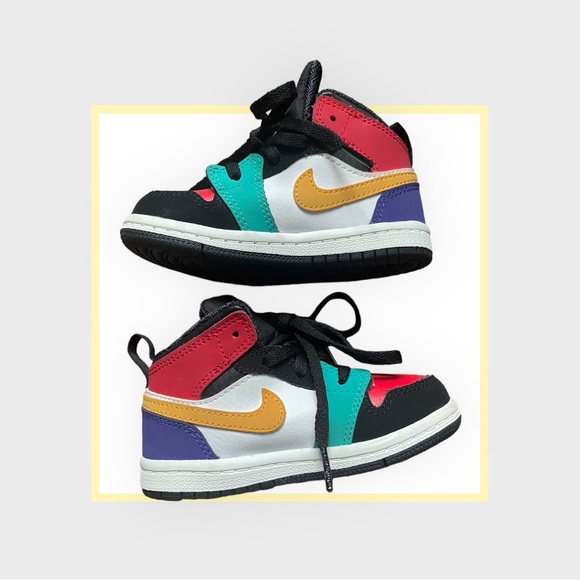 AIR JORDAN MID TD 'MULTI-COLOR' Black Red Green Gold